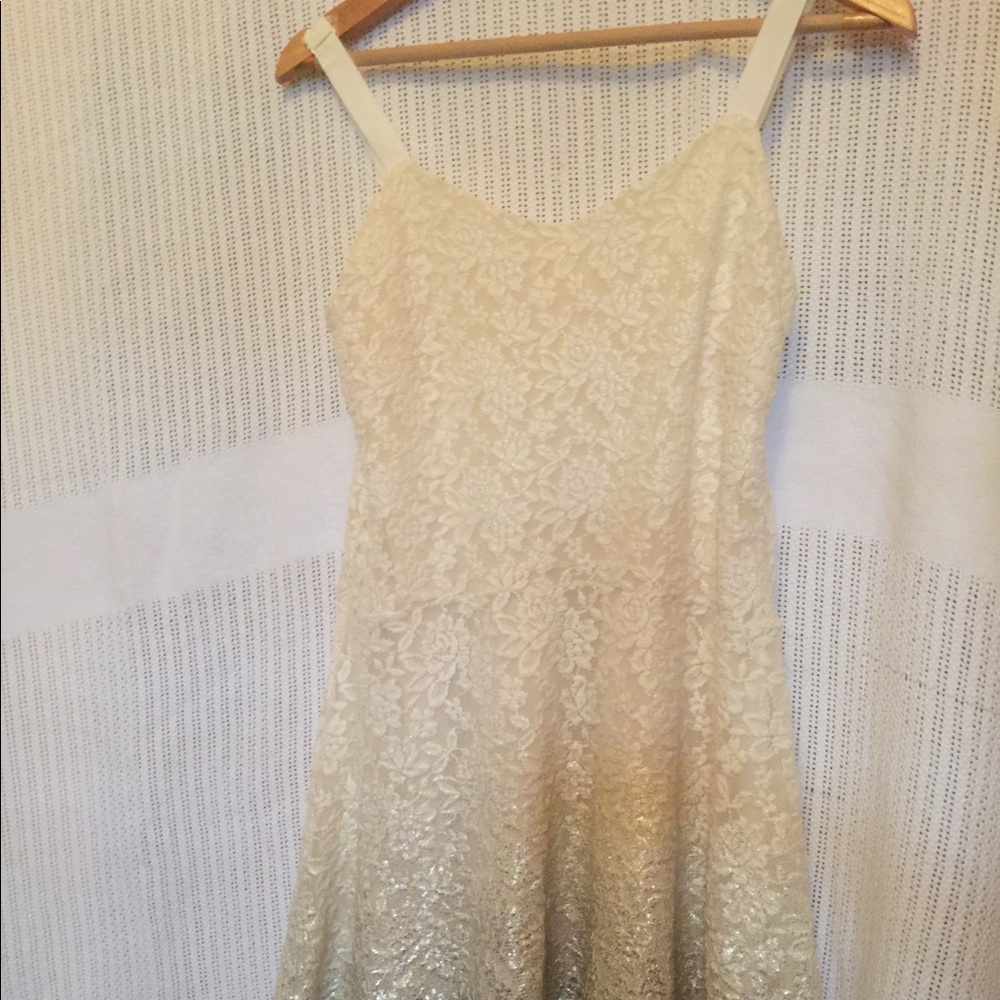 Cream lace ombré to gold dress
